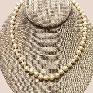 Marvella Vintage Faux Pearl Necklace With Gold Tone Fishhook Clasp 23 Inches Lon